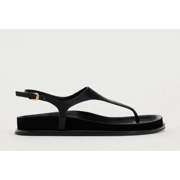 ZARA Women Black Minimalist Slingback Thong Sandals Size 36 Slip-On Flat Summer - Picture 11 of 11